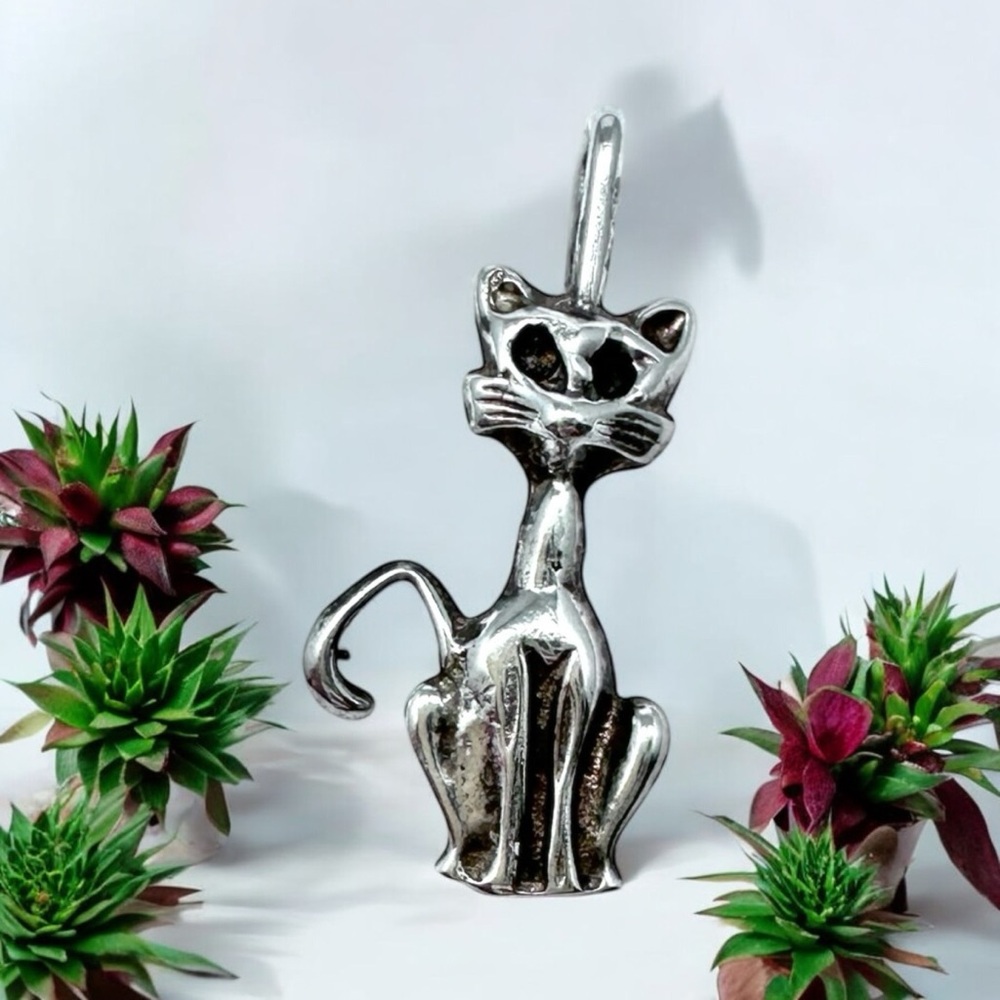 Vintage 925 Sterling Silver Cat charm